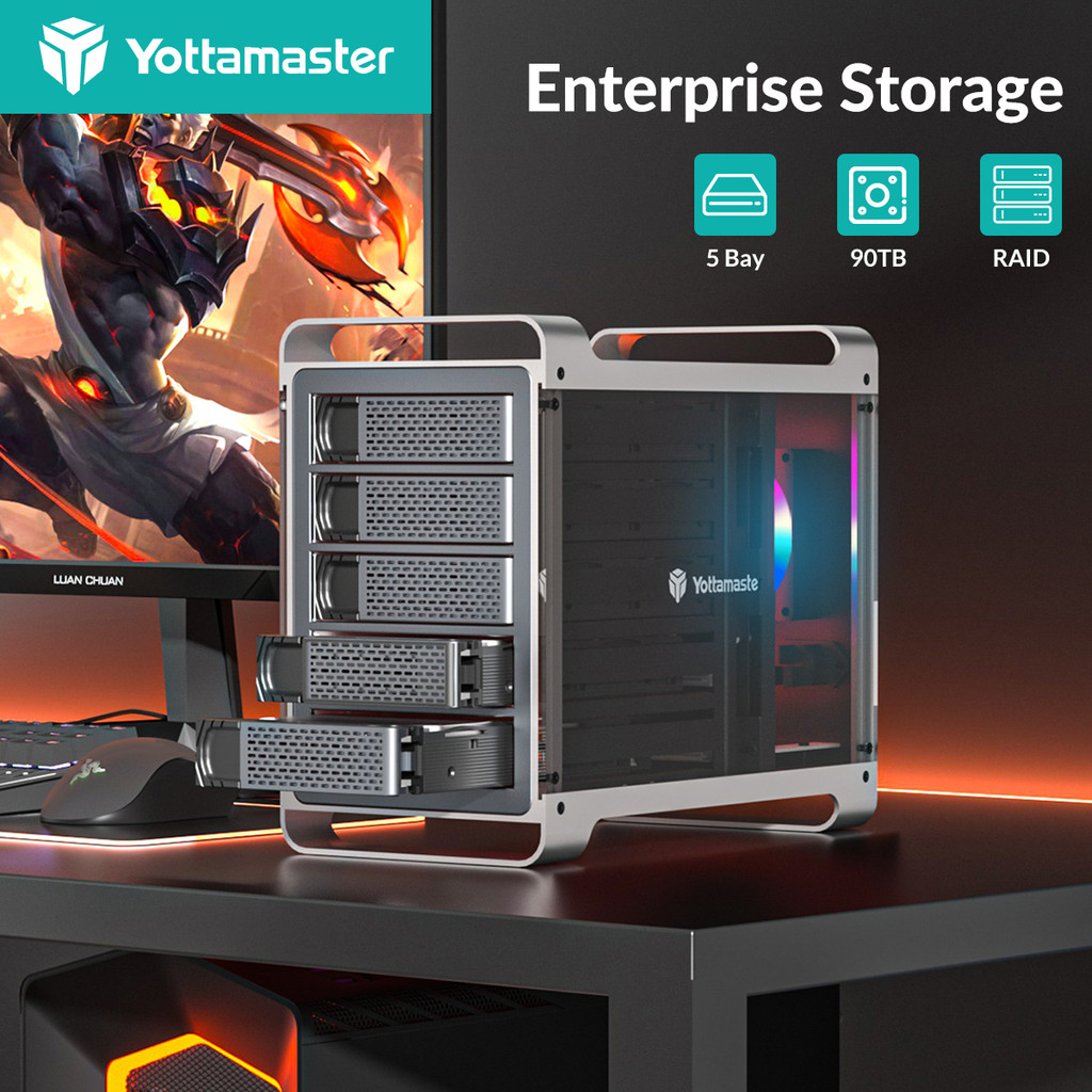 Yottamaster for NAS Storage2.5 3.5 inch SATA HDD SSD Enclosure 4/5 Bay RAID External Case House