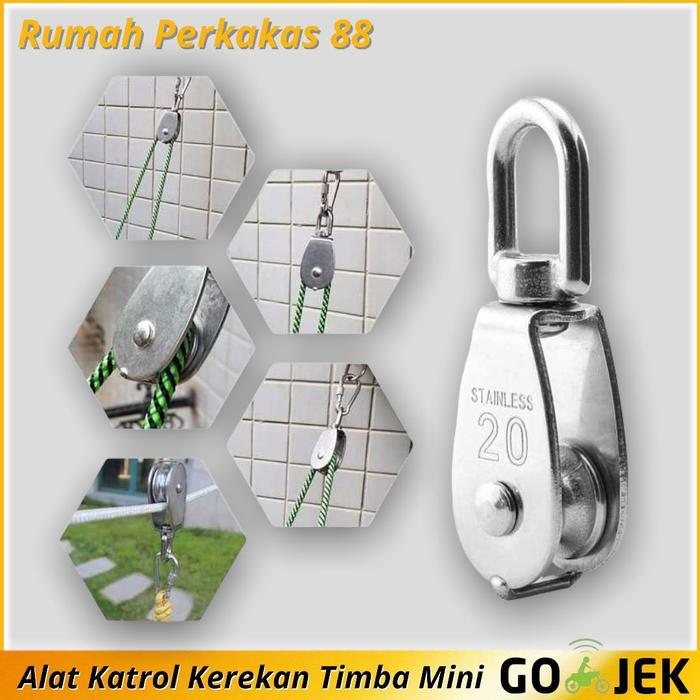 ALAT KATROL KEREKAN TIMBA MINI SERBAGUNA SWIVEL PULLEY STAINLESS STEEL