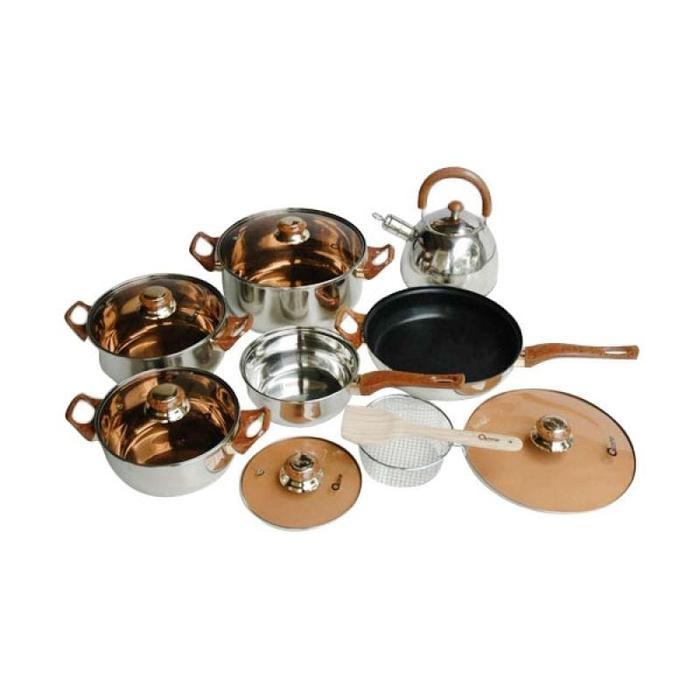 Oxone Cookware Set Panci Stainless Steel OX 933 Alat Kayu Penggorengan Wajan Kaca