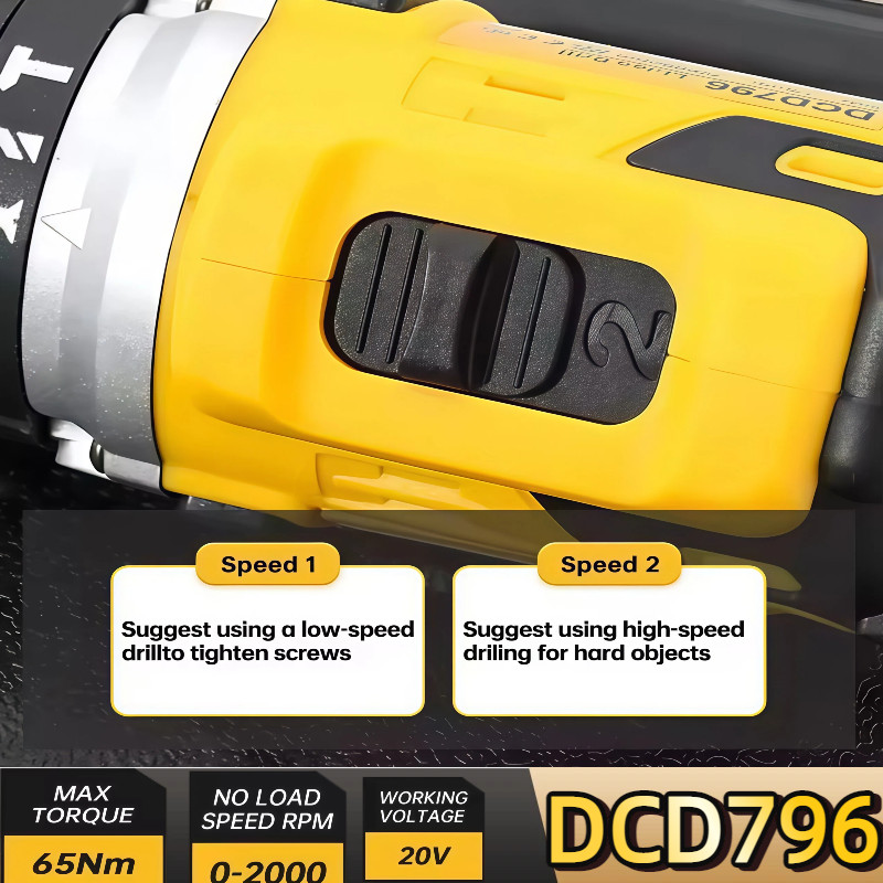 Dewalt 18V- 20VDCD796 Cordless Brushless Impact Drill Brushless Drive Compact Drill Rechargeable