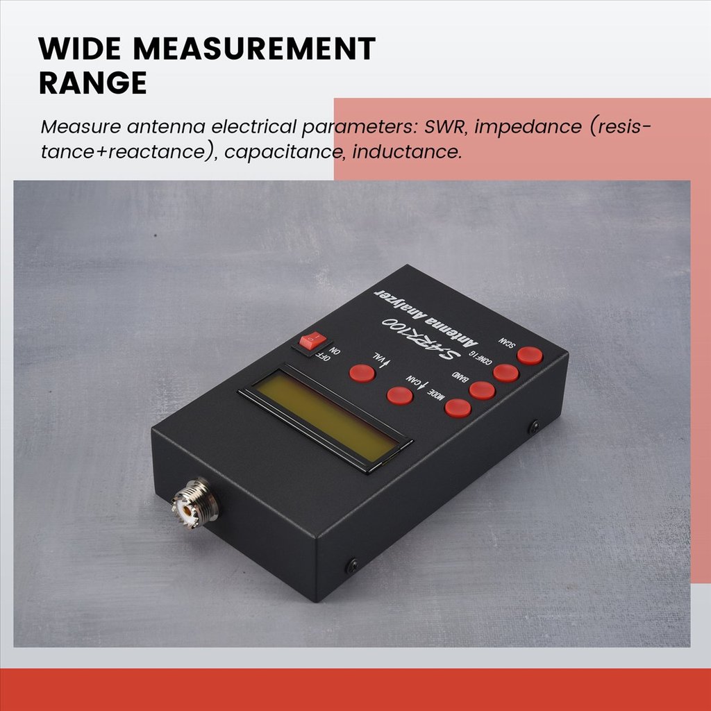 AT04 Sale SARK100 Antenna Analyzer Meter 1-60MHz Shortwave SWR Antenna Analyzer with 1.0 to 9.99 SWR