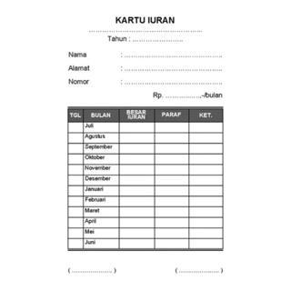 "New" 30 PCS KARTU IURAN CUSTOM SPP INFAQ SYAHRIYAH BULANAN RT IURAN