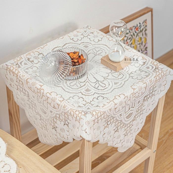 Terlaris [RISSA] Alas Meja Vintage Lace Taplak Meja Dekorasi Modern Napkin Kain Piknik Serbet Taplak