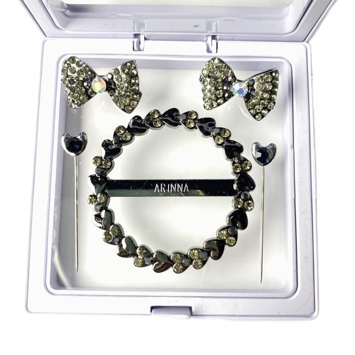 Paket Hemat 5in1 Paket Bros Hijab Premium berisi 1 Ring hijab, 2 bros bahu, 2 Tuspin unik