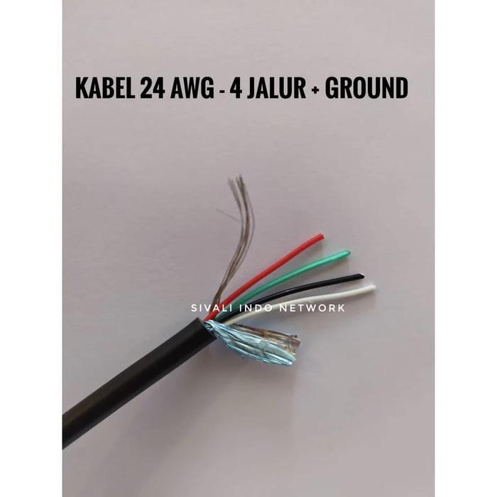100 Meter Kabel 4 Jalur Awg 24 Hitam Kabel Serabut 4 Plus Ground