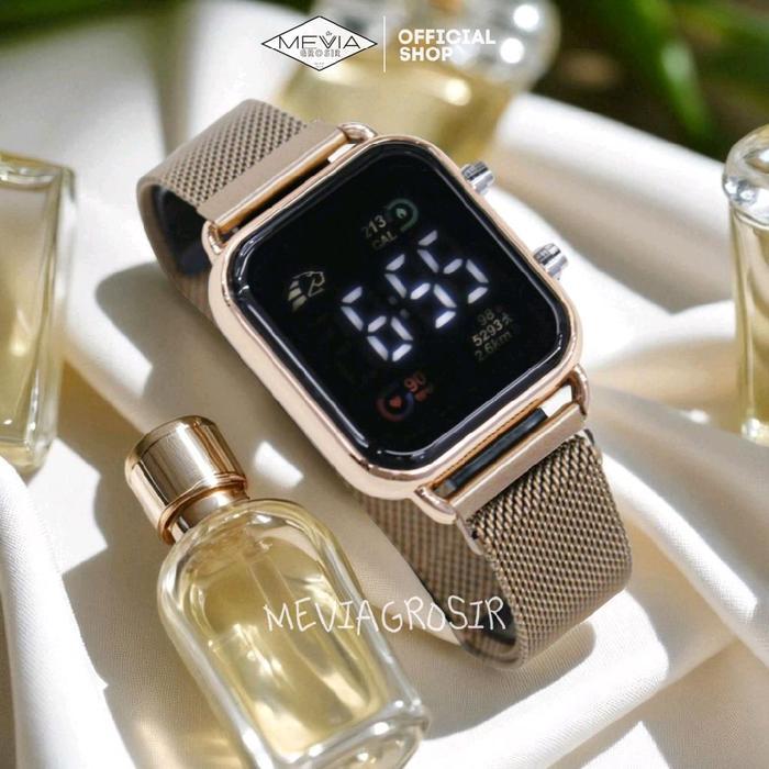 Jam Tangan Led Digital Wanita Jam Tangan Digital Led Rantai Pasir Jam Tangan Led Wacth Magnet Wanita