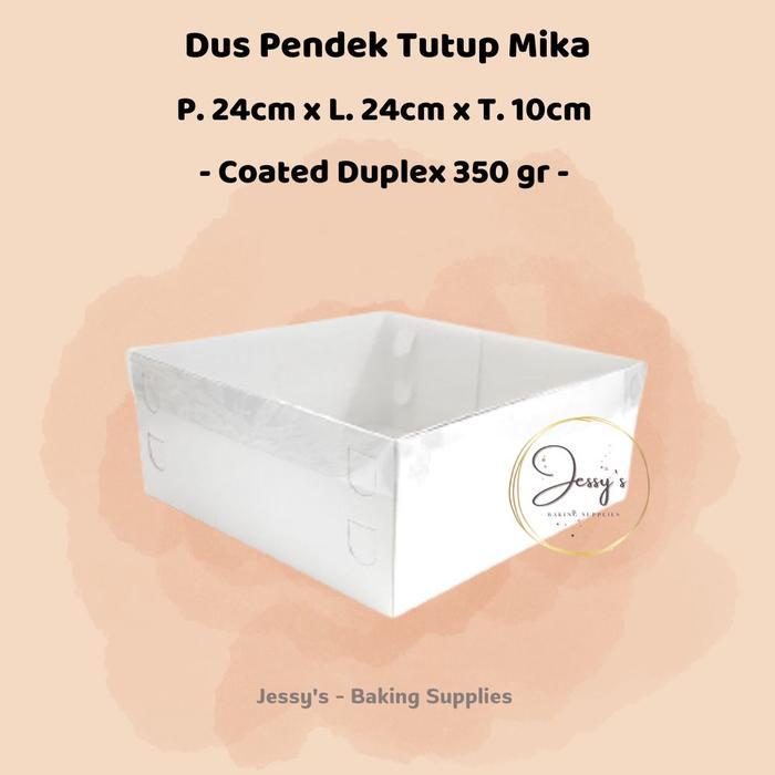 Thebest- Dus Box Kotak Kue Cake Tinggi Mika 24 x 24 x 10 (Putih Polos)