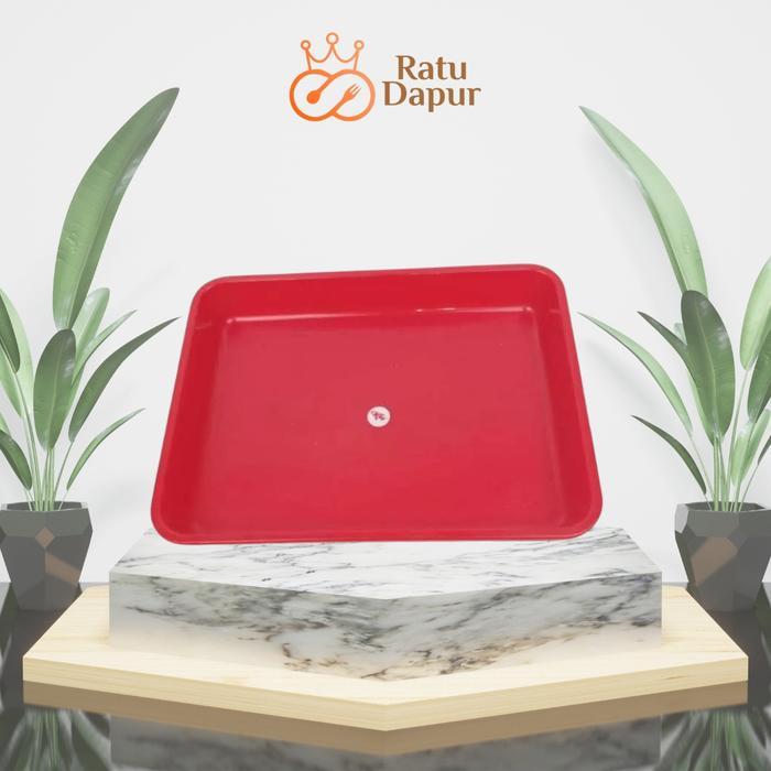 Nampan Baki Plastik Segi No. 4 TEBAL KH dengan Ukuran 36 x 27,5 x 5cm - Warna Merah/Biru/Hijau