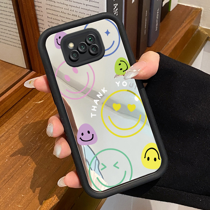 Casing Hp Untuk Xiaomi Poco X3 X3 Pro X3 NFC Case Casing Kematian Smile Emoji Tas Pola Kasus cermin 