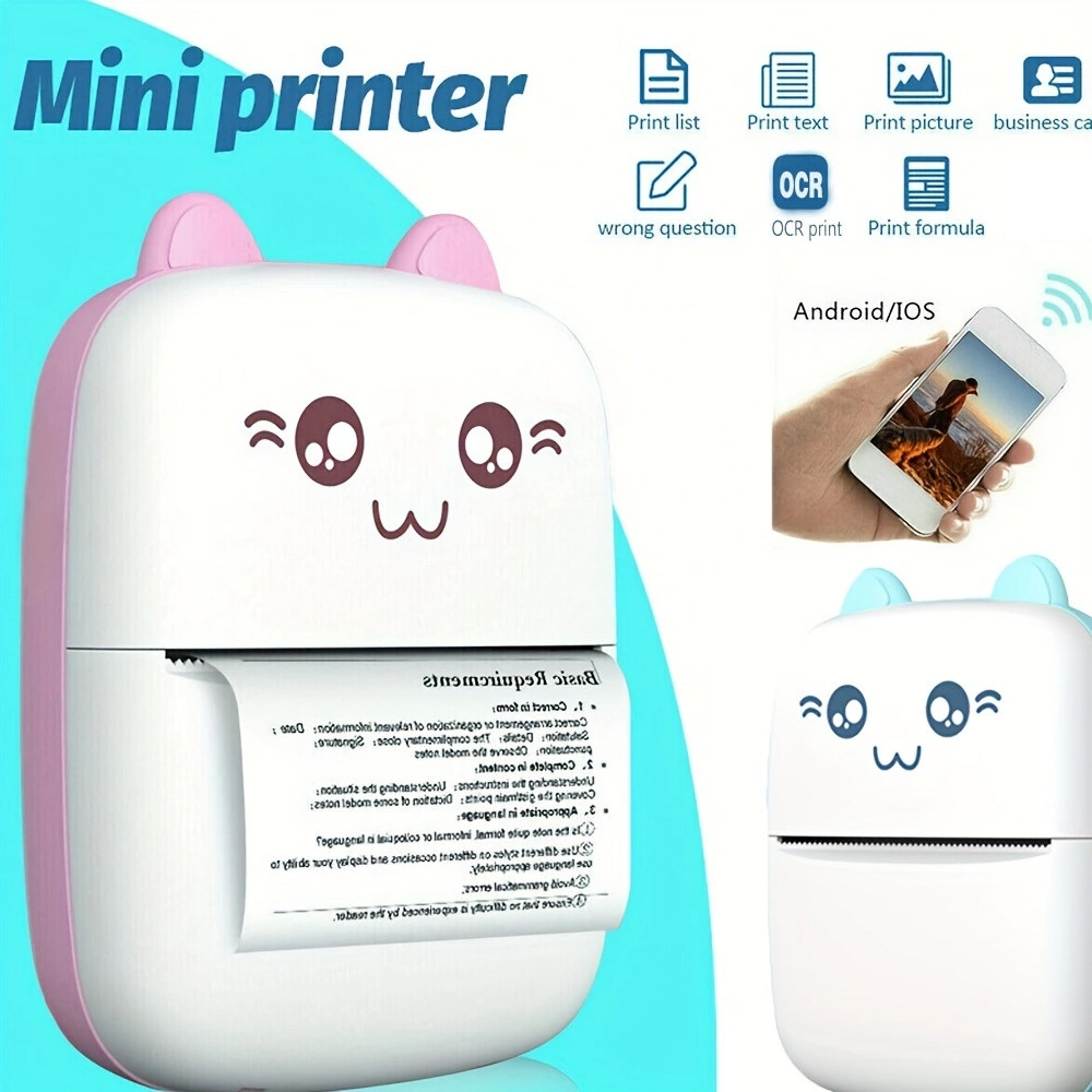 Mini Pocket Printer, Bluetooth Inkless Printer Sticker Printer, Small Pocket Printer Picture, Notes,