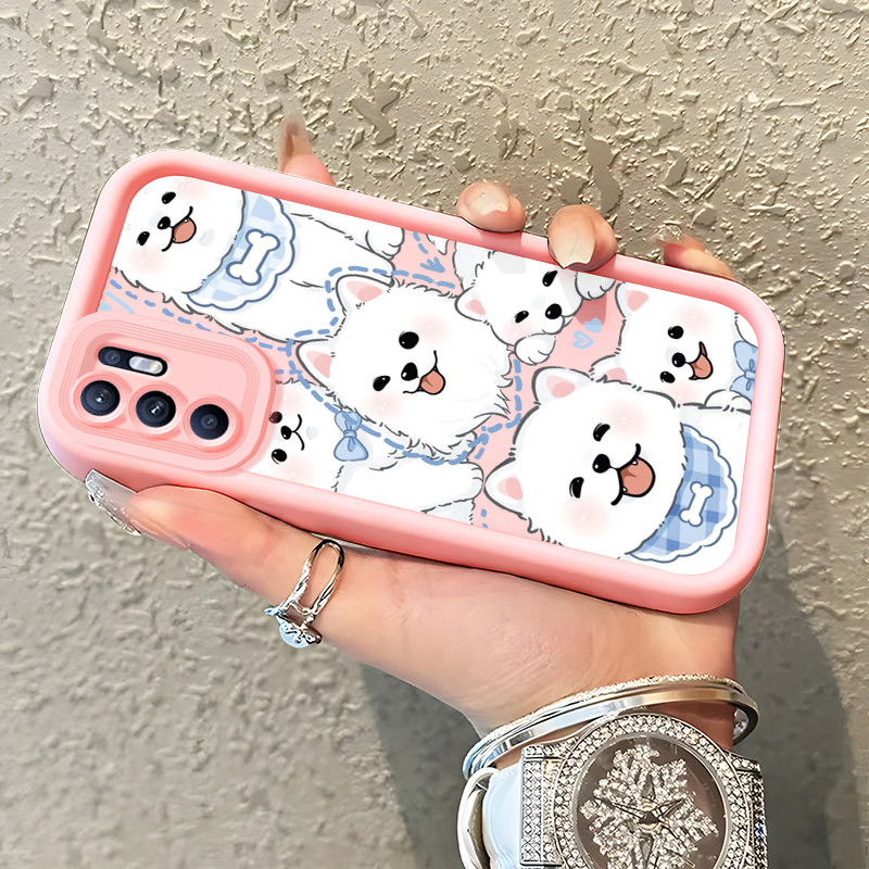 Casing Hp untuk OPPO Reno 6 4G Reno 6 5G Case Cartoon cute Samoyed Kasing silikon Cesing Kreatif Ins