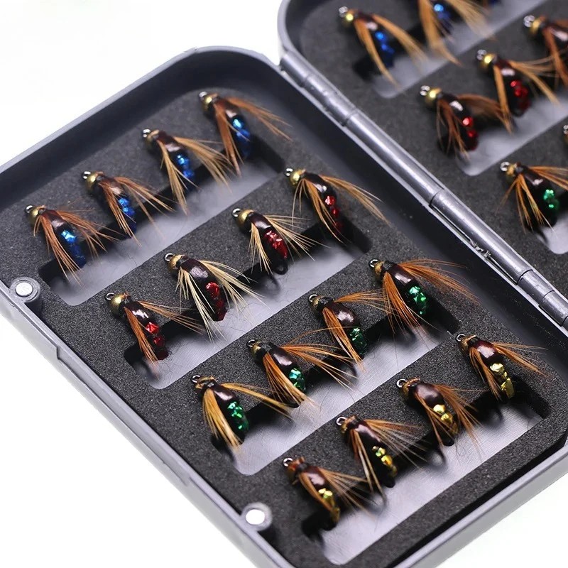 Fly Fishing Flies Kit Bait Nymph Scud Fly Bug Worm Trout Fishing Flies Insect Fishing Lure Pack Of