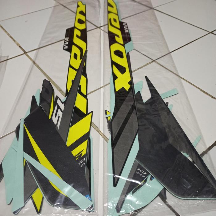 STRIPING YAMAHA AEROX CONNECTED 2021 DARK GREY YELLOW ABU STABILO