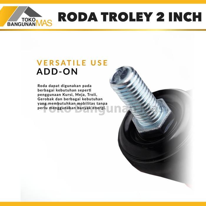 Roda Troli 2 inch Roda Pu Caster 2 inch Hitam Putih Roda Caster Trolley 2 inch Hidup / Mati / Rem