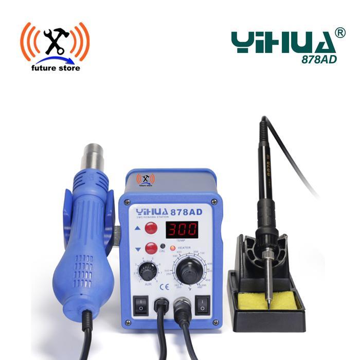 YIHUA 878AD BLOWER - HOT AIR GUN +SOLDERING STATION 2IN1 ORIGINAL SUHU