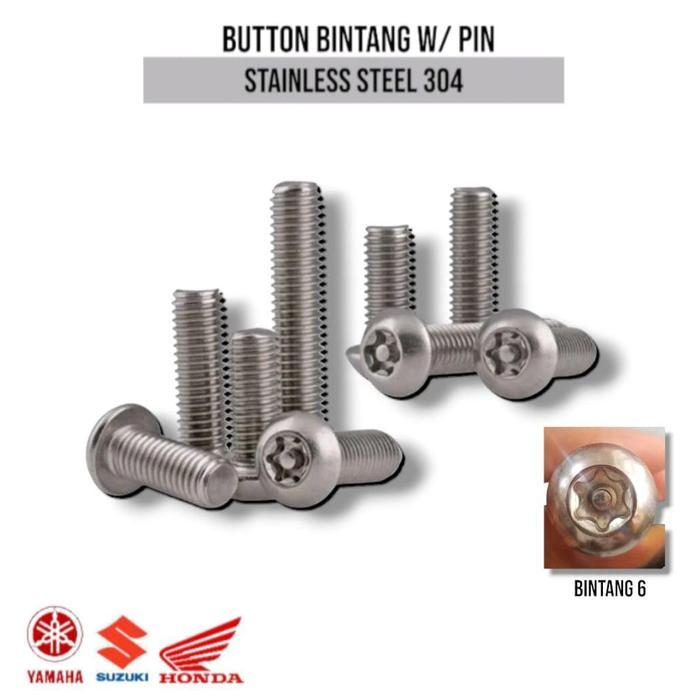 . (10pcs) BAUT Button torq M4 x 6 / BAUT Button torq M4 x 8 Baut bintang / Button torx M4 x 6 /M4 x