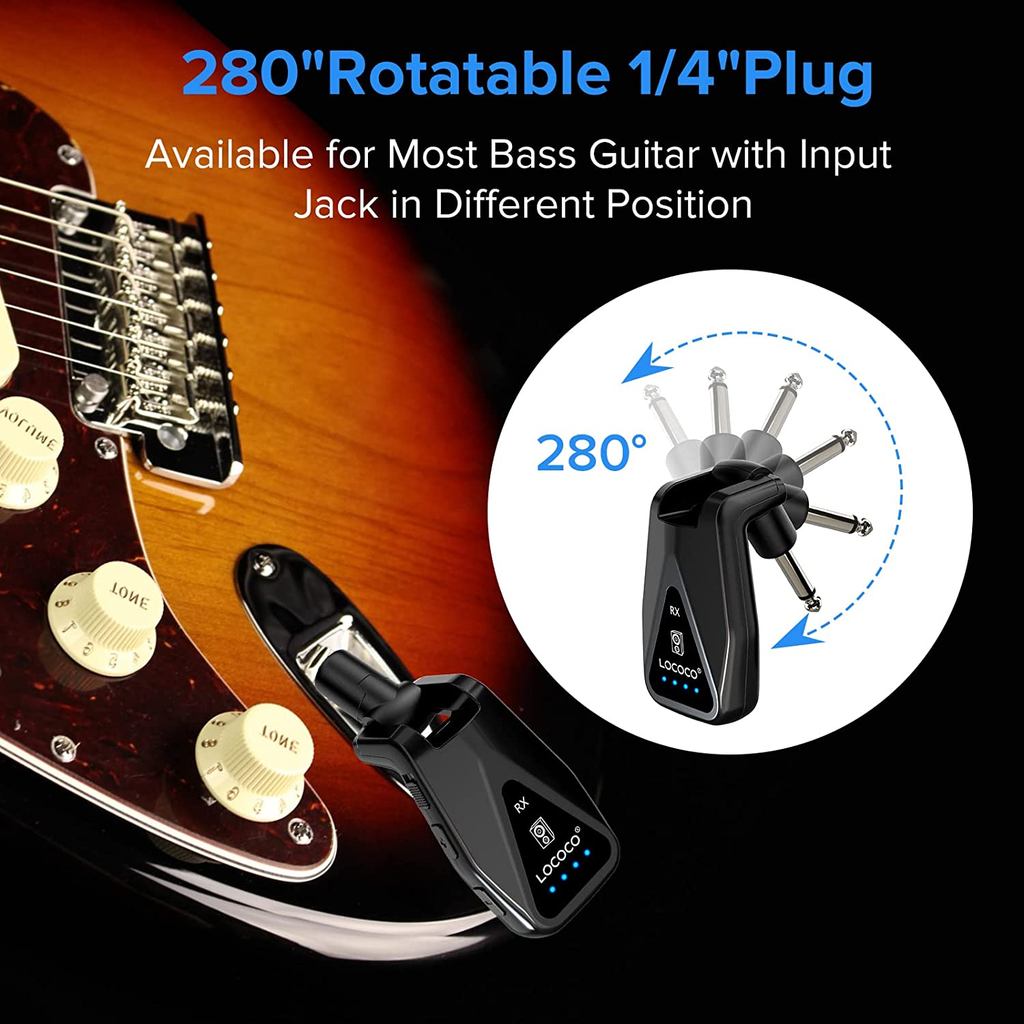 Wireless Transmitter Receiver UHF 4 Channels Rechargeable Audio Wireless Guitar System for Guitar
