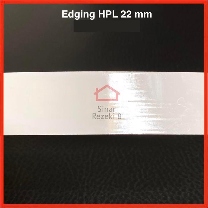 Edging HPL 22 mm PUTIH WHITE KILAP Glossy Pinggir Meja Solid taco PVC .