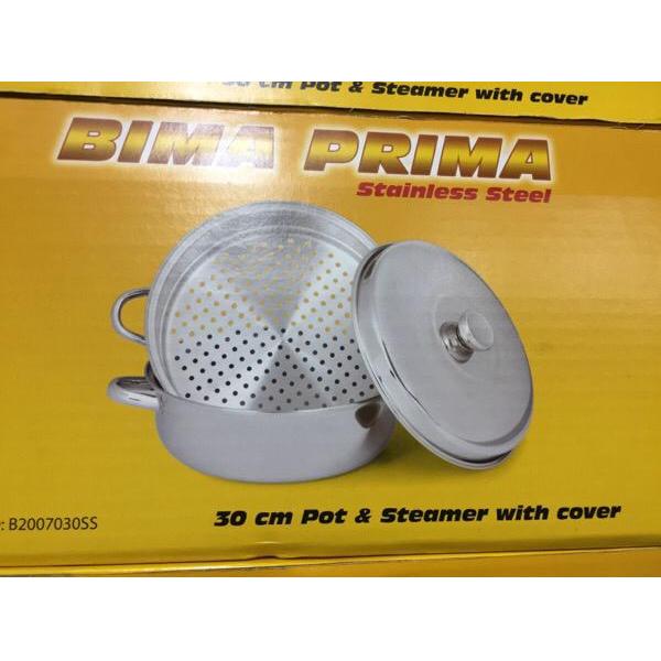 Panci Bima Prima Pot And Steamer 30Cm Stainless Steel