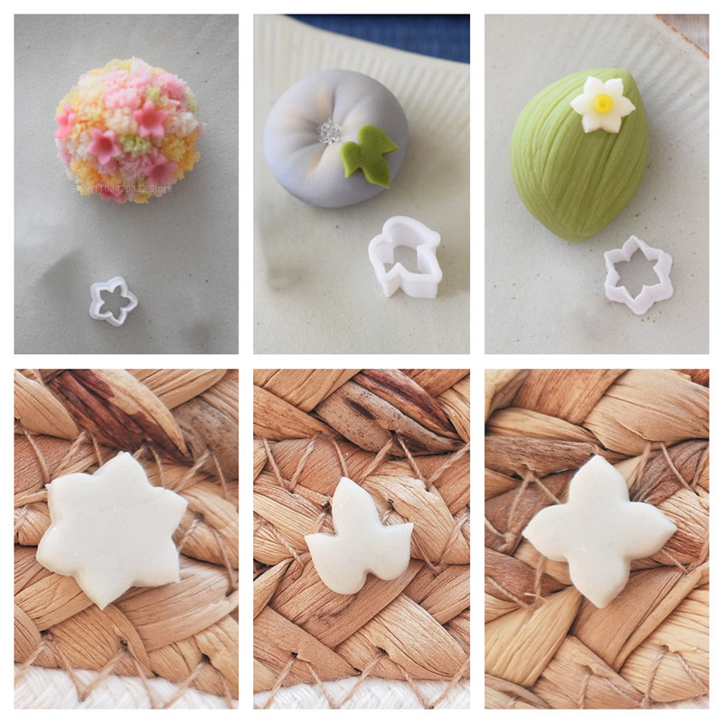 10/14mm Soft Pottery Polymer Clay Cutting Mold Wagashi Flower/Leaf Shape Cutting DIY Fondant Earring