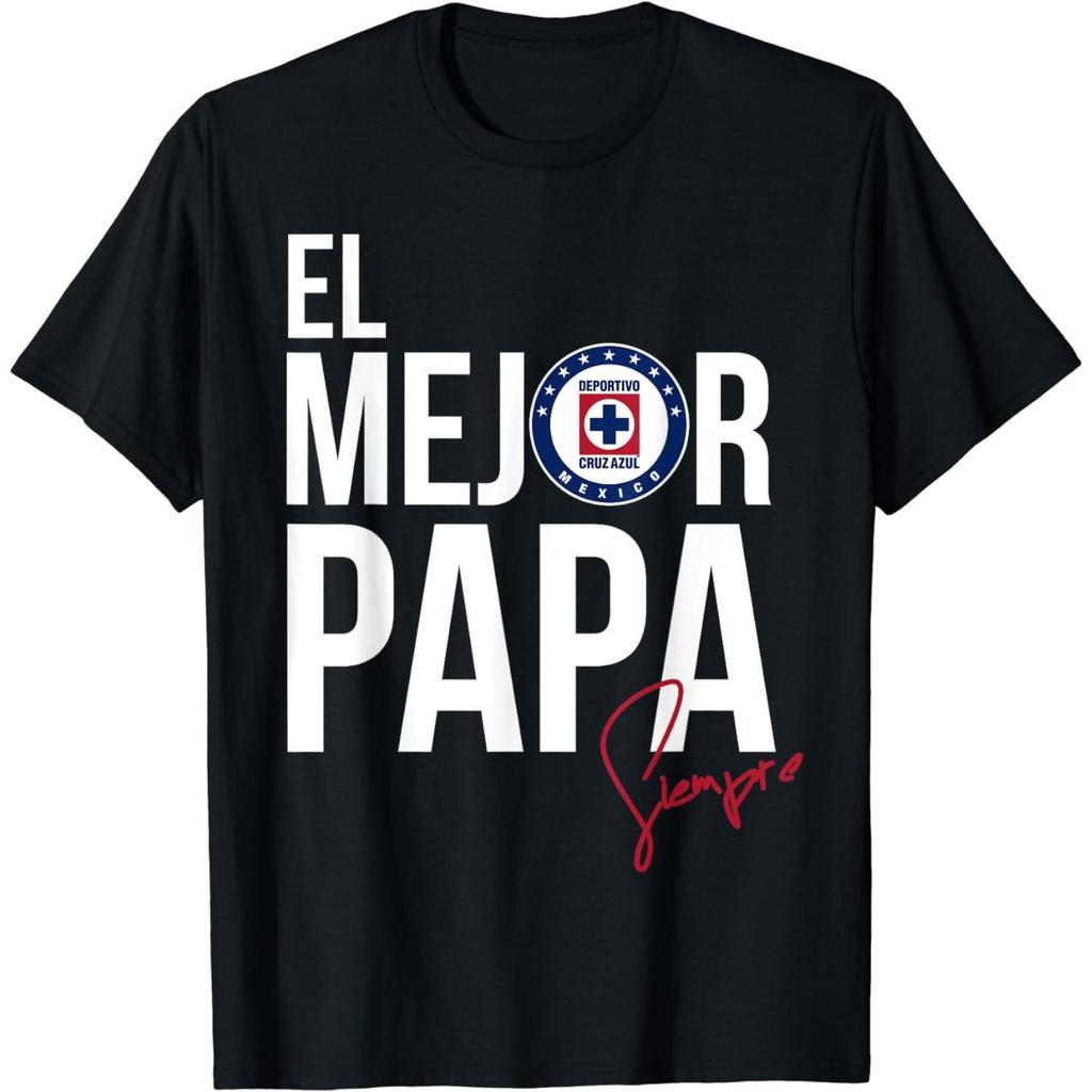 Simple Print "MEJOR PAPA"Cotton Short Sleeve "Cruz Azul" Sports Articles Collection T-Shirt for Men