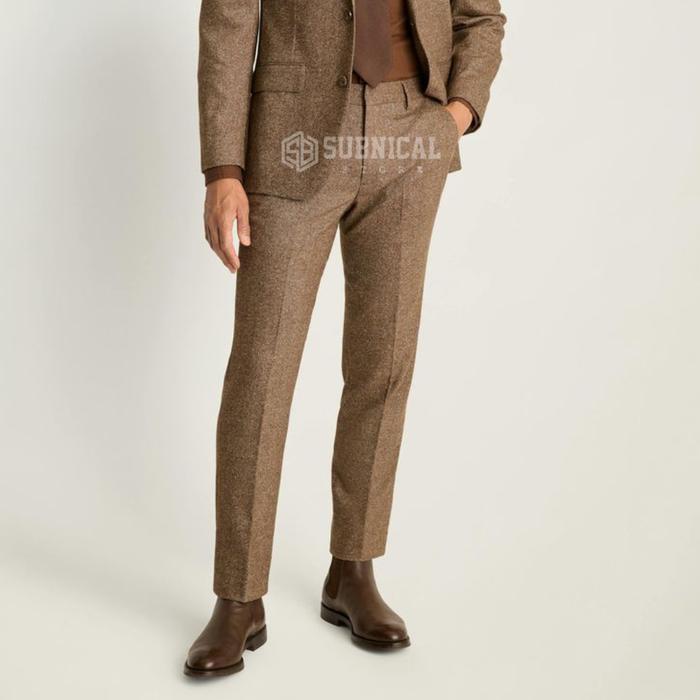 TERLARIS Celana Bahan Panjang Kantor Formal Slim Fit Pria Kerja Warna Coklat Susu READY STOCK