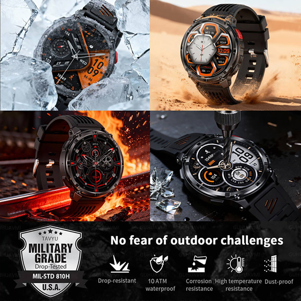 T-REX 3 Military Smartwatch Men 1100mAh Ultra Durable Battery SmartWatch 10ATM Waterproof HD Call