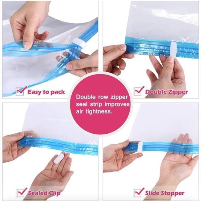 "New" Plastik Vakum Bag Pakaian / Vacuum Bag Travel / Hand Roll Vacuum Bag