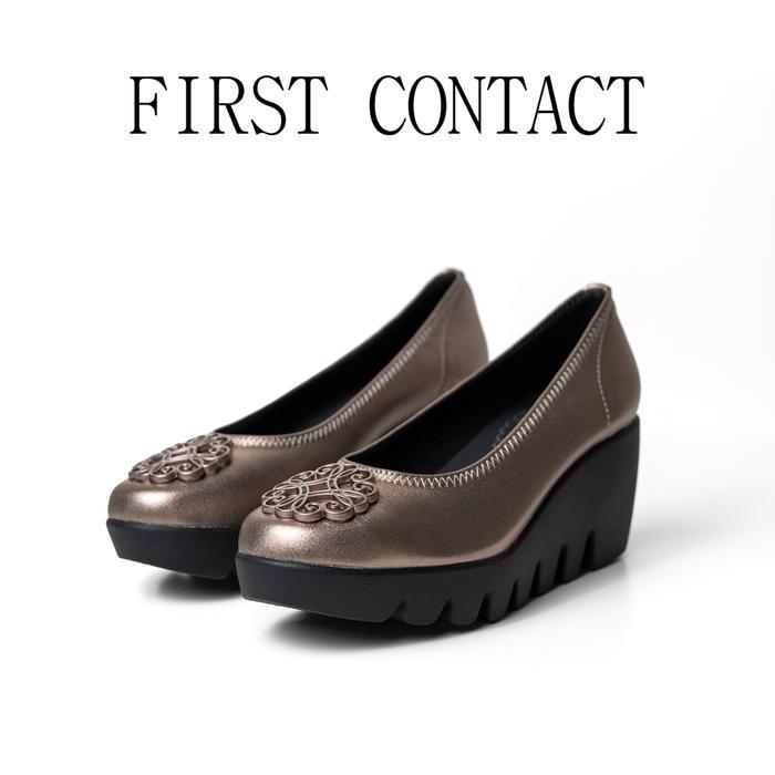 First Contact Sepatu Wedges Wanita Elegant Aether Eterna Bronze Heels Women