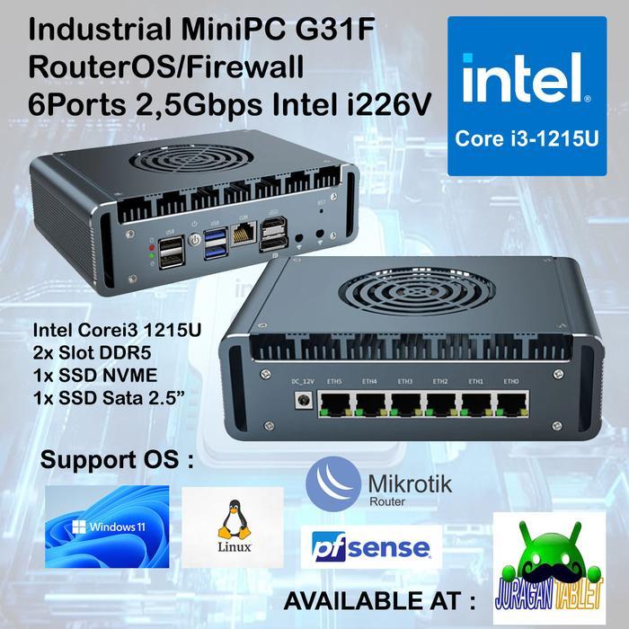 Industrial Mini PC G31F Core i3 1215U 6 Port LAN 2.5G Intel i226V Support PFSense Mikrotik X86