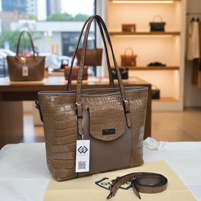 Gunje Tas Tote Original Wanita Bahu dan Totebag Aurora Crooro Glosy Kombinasi Miniso Dengan Tali
