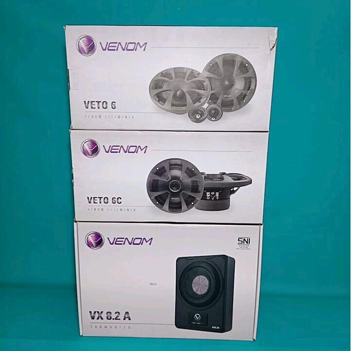 Subwoofer Kolong Aktip VENOM seri VX-8.2A & Speaker Split Venom ELLEMENTO VETO 6 & Speaker Coaksial