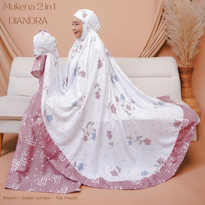 Top Mukena Dewasa 2in1 Traveling Super Jumbo Rayon Bali Premium DIANDRA Rempel Atasan Bawahan Katun