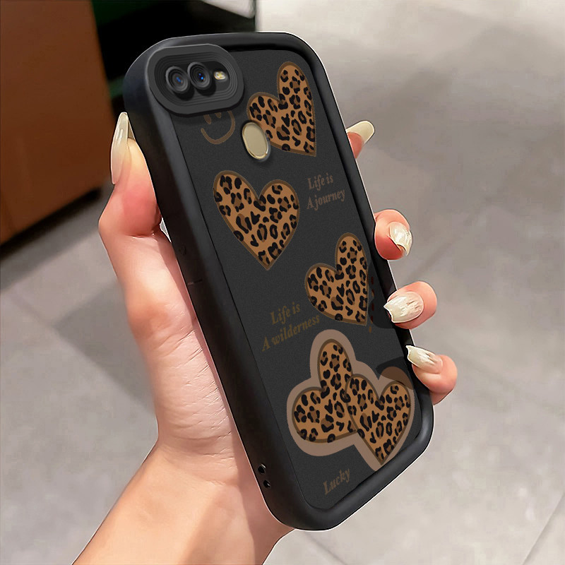 Casing Hp untuk OPPO A7 A5s A12 A12s A11K Case Hati Berbintik Macan Kasing mall inline Cesing Lens P
