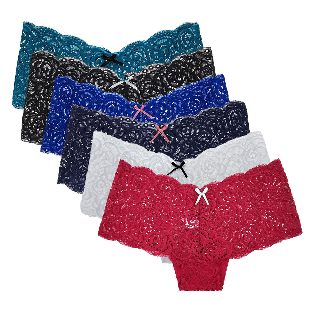 5 Pcs/Set Female Underwear Women Boyshorts Transparent Sexy Lace Ladies Boxer Women's Panties