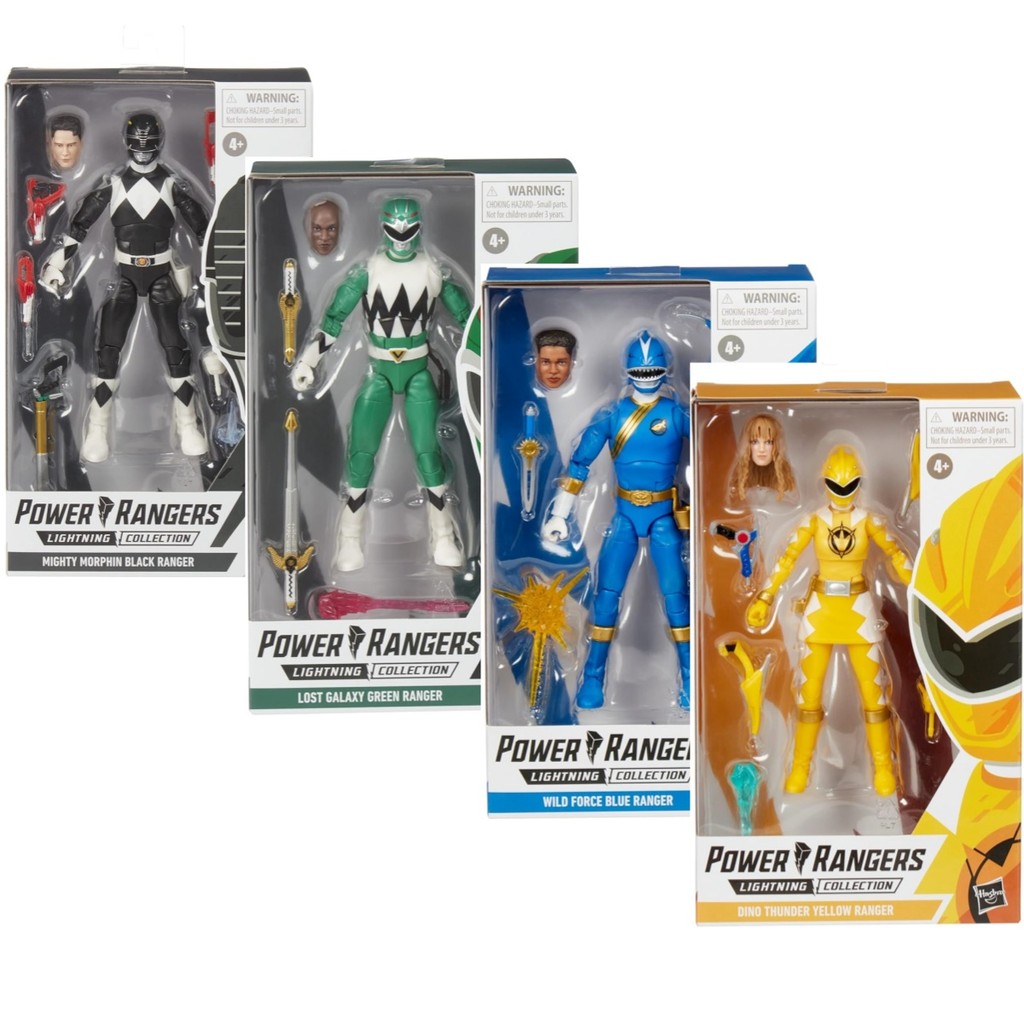 Power Rangers Lightning Collection Black Ranger Blue Ranger Green Ranger Yellow Ranger 6-Inch