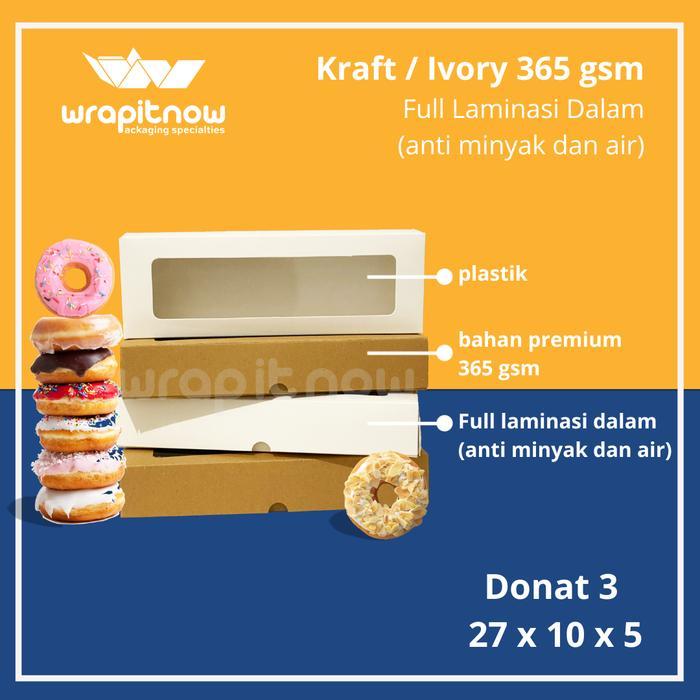 (20 Pcs) Dus 27x10x5 Ivory Laminasi Donat Bandeng Brownies Bolen Strudel Pukis Pastry Box Kue Murah