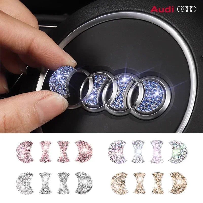 Diamond Car Steering Wheel Emblem Interior Sticker For Audi A3 A4 B7 B8 B6 A6 C6 C5 Q5 B7 B9 A1 8I