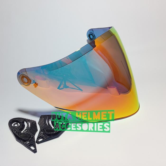 Kaca helm KYT NFJ - flat visor helmet kyt nfj iridium blue red gold silver bening hitam