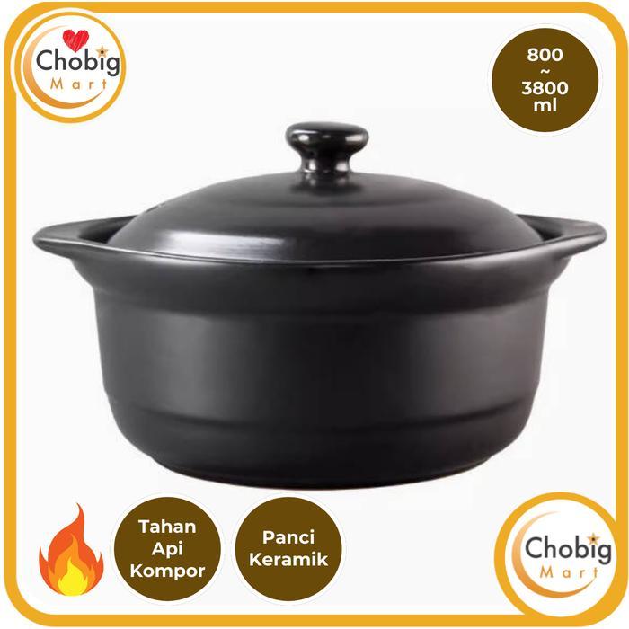 CHOBIG Panci Keramik Masak Rebus Godok Obat Herbal Jamu Sapo Sup Sop Soto Rawon Kuah Ceramic Pot
