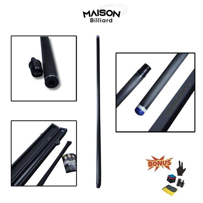 JFlowers SMO Shaft Carbon Stick Billiard - Tip 12.5 mm dan Taper Long Pro 12-14 inch - Ball