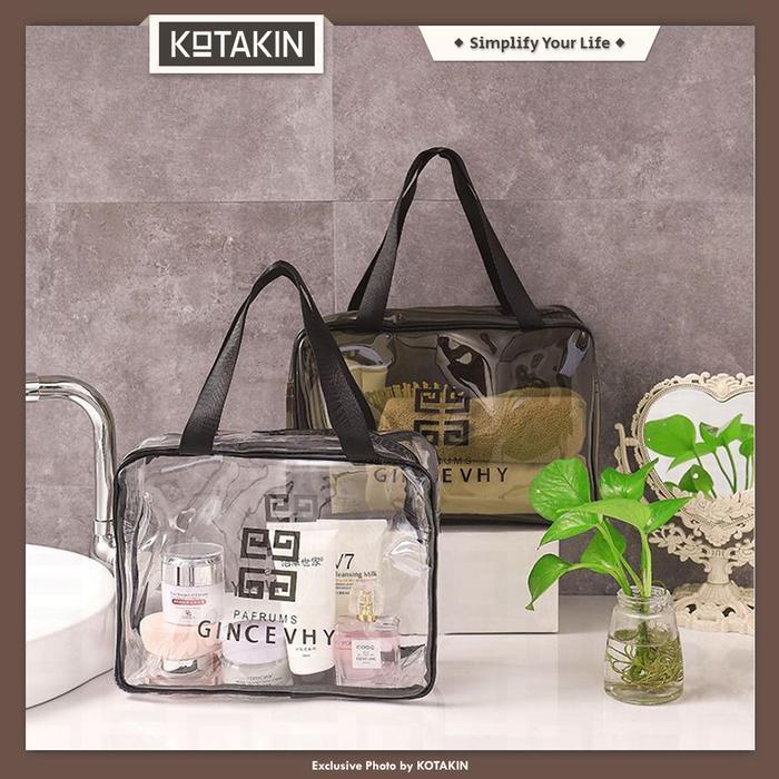 KOTAKIN Tas Travel Plastik Transparan Tempat Penyimpanan Organizer Pakaian Underwear Serbaguna