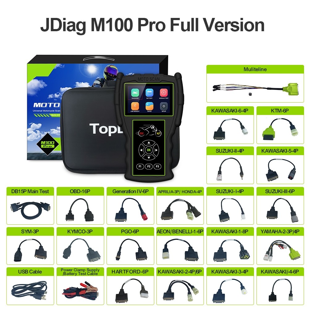 STOK TERBATAS  JDiag M100 Pro Motorcycle Scanner Diagnostic OBD2 Fault Diagnostic Tool Motorbike Cod