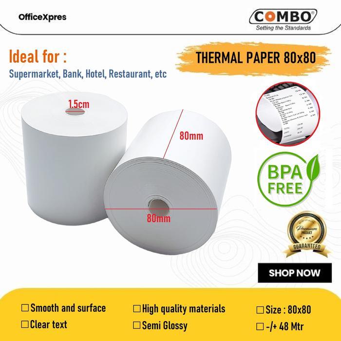 (100 ROLL) Kertas Thermal 80x80 / Struk Kasir 80 x 80 / Kertas Roll Mesin Thermal 80x80 / Thermal