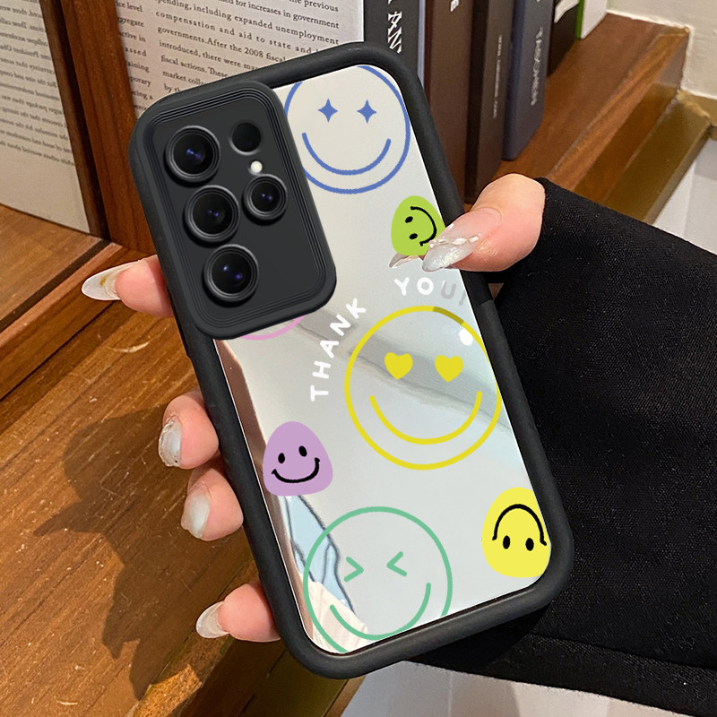 Casing Hp Untuk Samsung S25 Ultra Case Casing Kematian Smile Emoji Tas Pola Kasus cermin tangga HP K