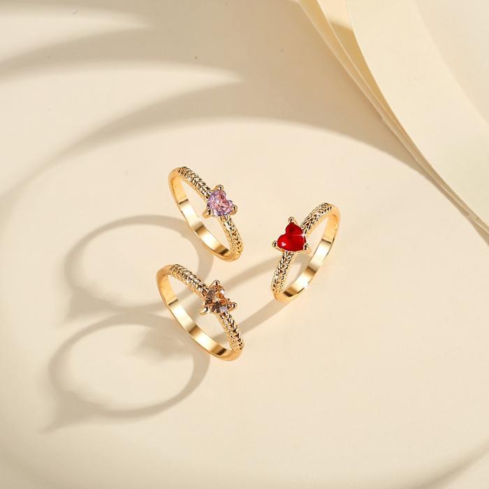 LM638 Cincin Berbentuk Hati Wanita Titanium Fashion Cincin Rings Emas