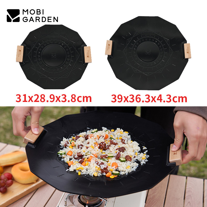 MOBI GARDEN BBQ Frying Pan Multi-Griddle Aluminum Alloy Non-Stick Grill Pan Pot Cookware Camping