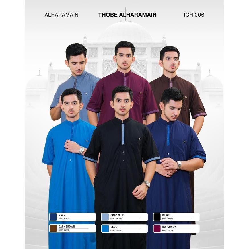 AL Haramain Jubah / Gamis Pria Remaja & Dewasa Premium Resleting (IGH 006) Hitam Abu Tua Coklat Tua