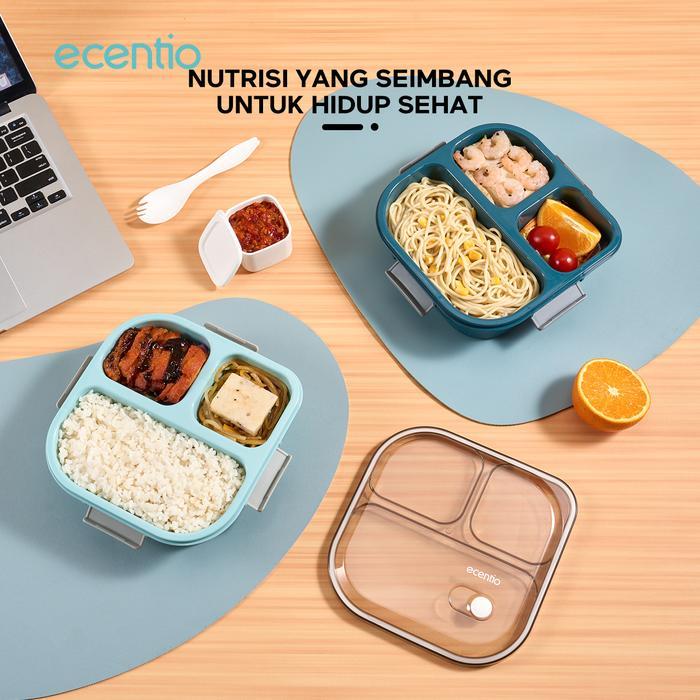 ecentio kotak makan 3 Grid lunch box BPA Free Kotak Sup tempat makan
