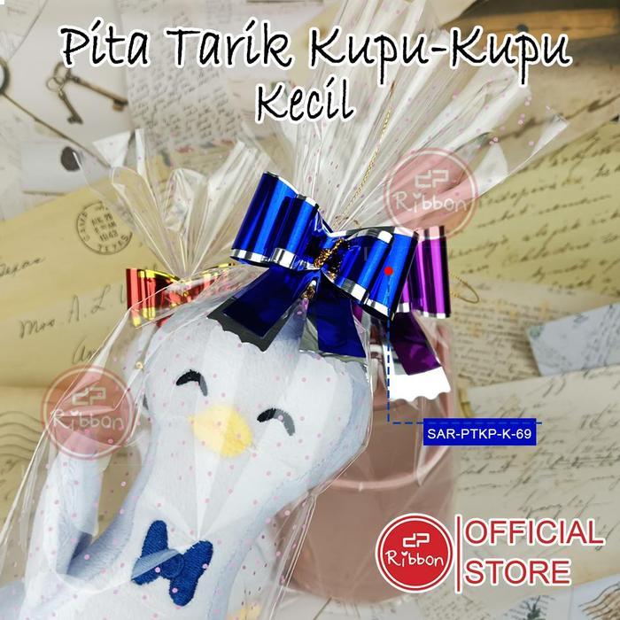 Pita Tarik Kupu-Kupu Kecil Metalik Kilap Pita Souvenir Dekorasi Gift Ribbon